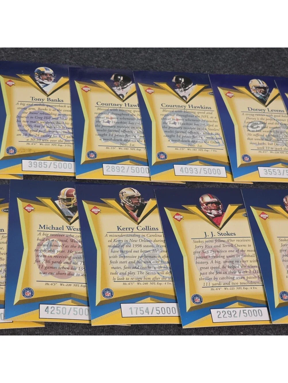 34 Card Lot 1998 Collector's Edge Masters All #/5000 NFL Football